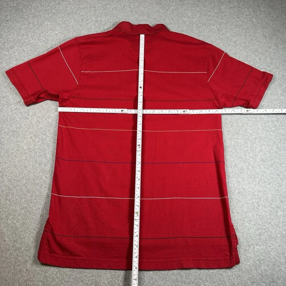 Vintage Chaps Ralph Lauren Red Striped Polo Shirt Mens Small Cotton Y2K‎